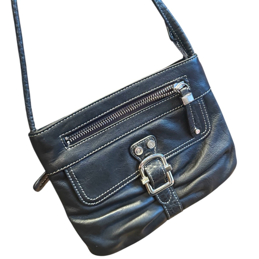 Black Leather Shoulder Bag crossbody Etienne Aigner